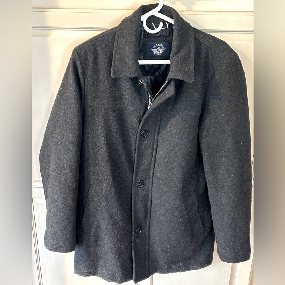 Docker's Dark Gray Single Breasted Wool Blend Boys Peacoat